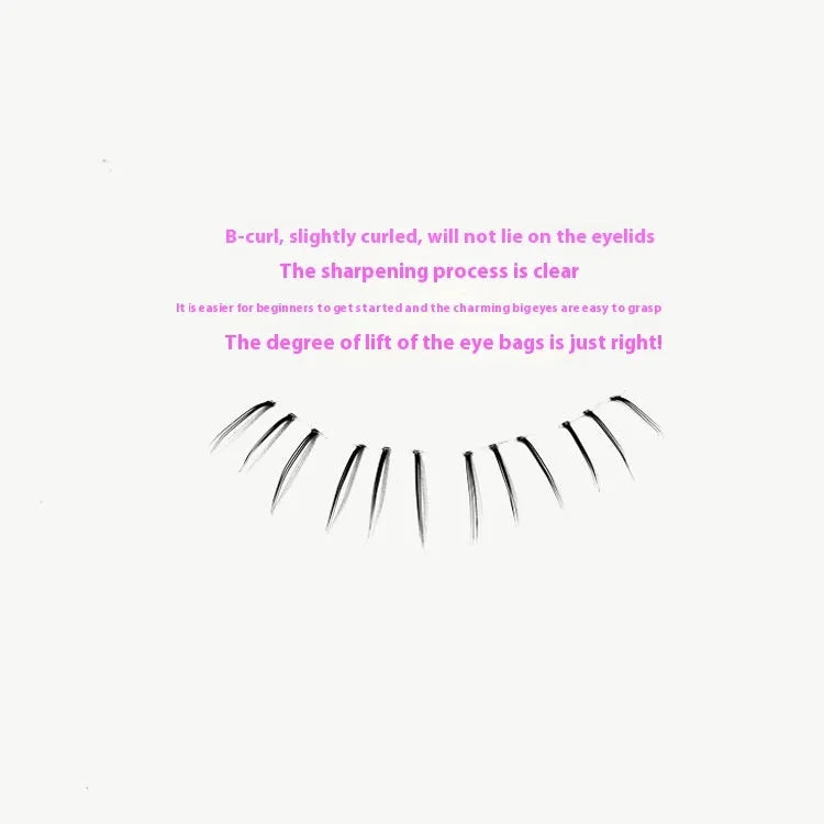 Kitten's paw design false eyelashes on a white background, showing 12 rows and pointed 4-6mm length.