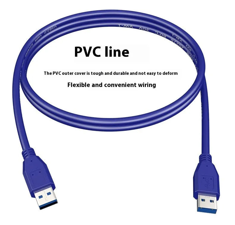 USB 3.0 male-to-male data cable with nickel-plated connectors for external hard drive connection