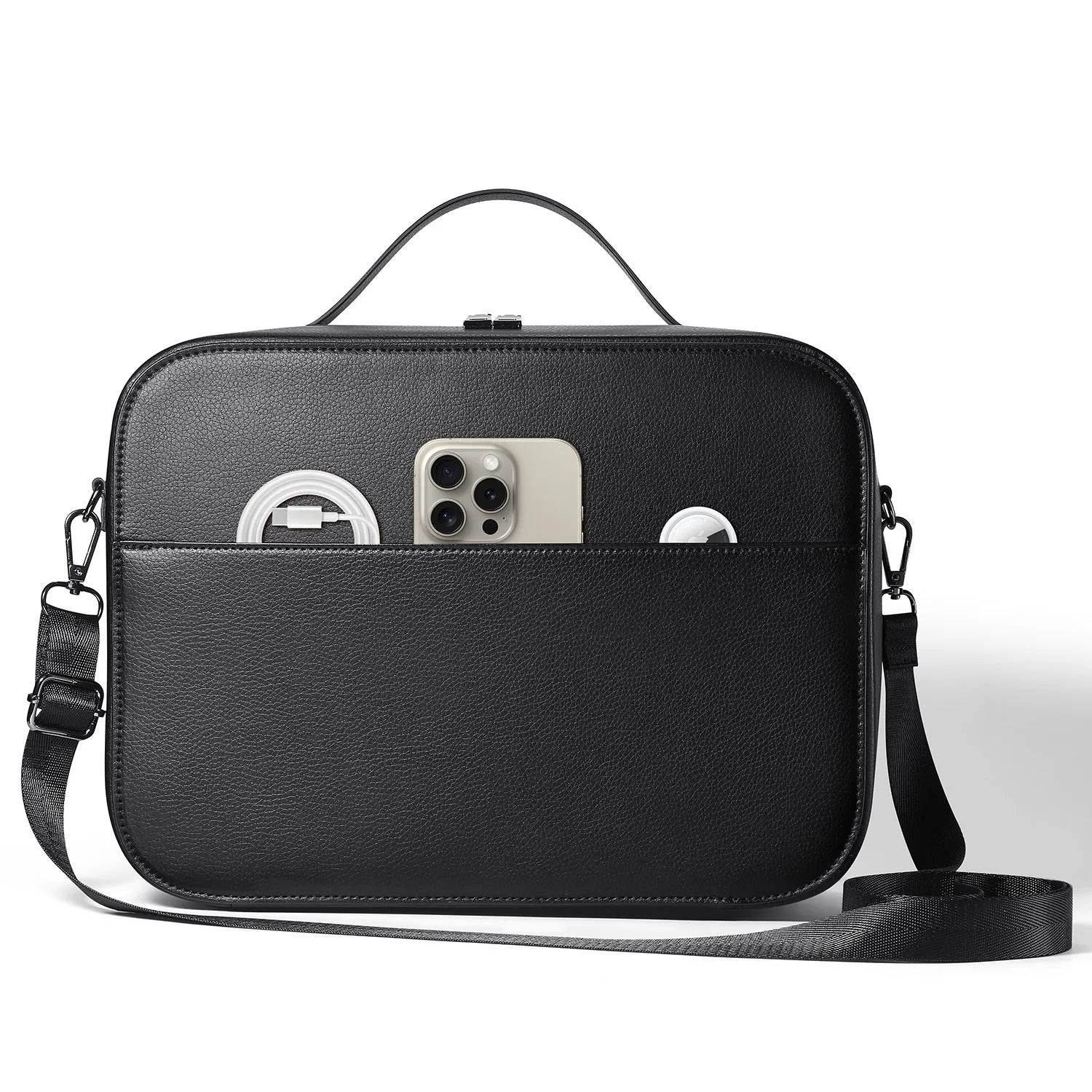 Black MR Glasses hard storage box for Apple Vision Pro headset on a table