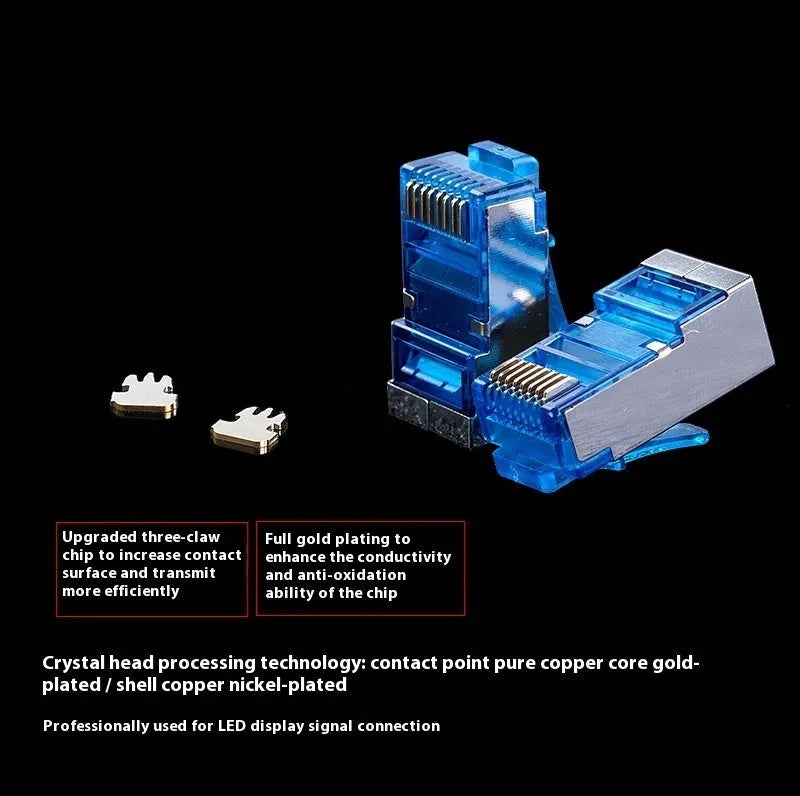 10 metre long CAT6 RJ45 network docking converter cable extension with connectors on white background.