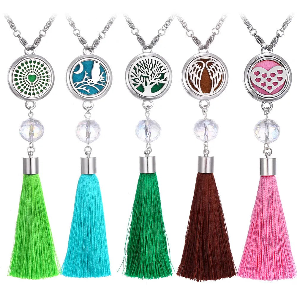 Alloy tassel aromatherapy car pendant with chain for vehicle fragrance diffusion