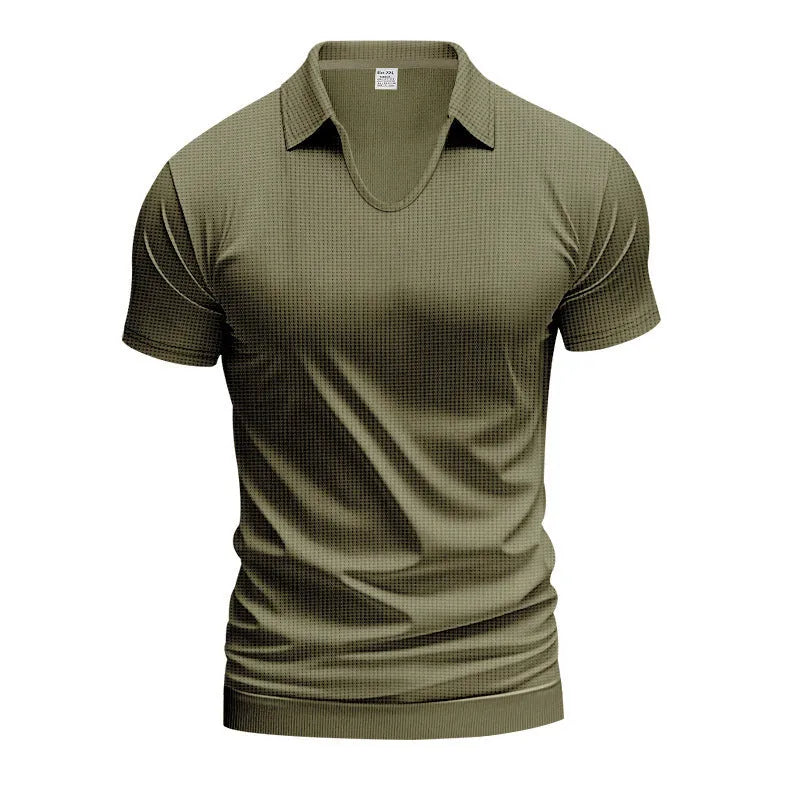 Men's casual V-neck short sleeve t-shirt in loose fit with six colour options