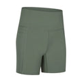Women's tight-fitting mid-length sport shorts in black cotton blend fabric.