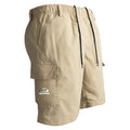 Man wearing straight-leg casual shorts in khaki colour, showing the relaxed fit and shorts length