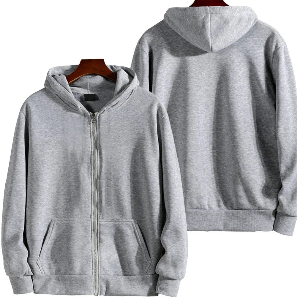Men's loose fit solid colour sports zipper jacket in polyester spandex fabric