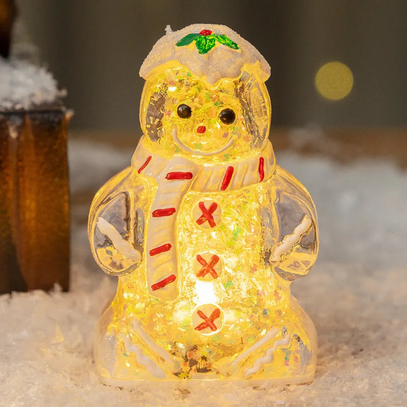 Glowing gingerbread man Christmas ornament with choice of red, white, clear or transparent red scarf