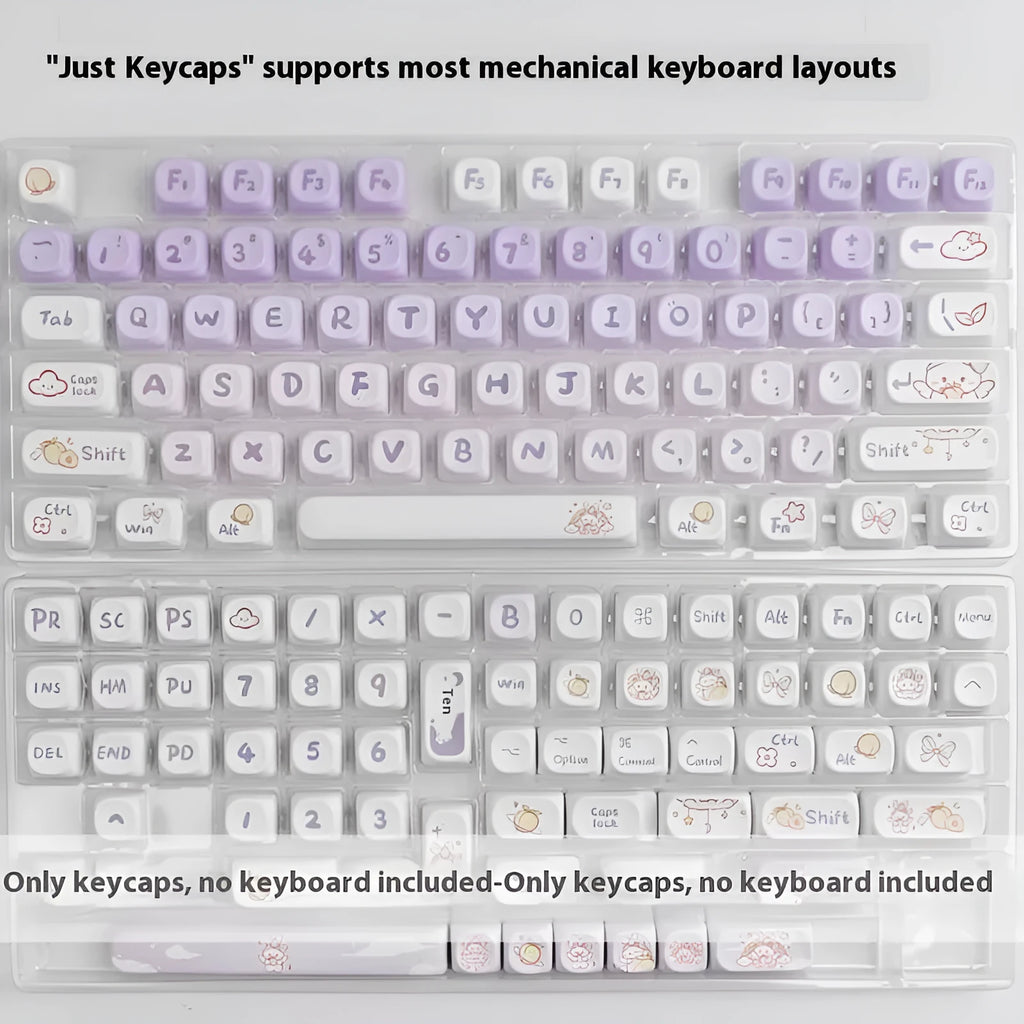 PBT gradient purple rabbit character key caps for mechanical keyboard customisation