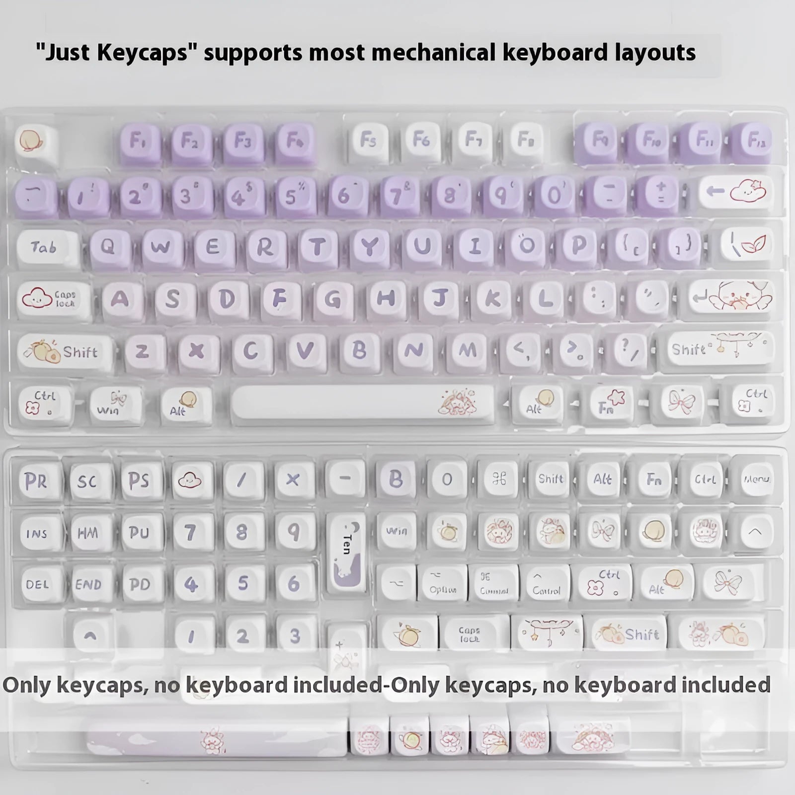 PBT gradient purple rabbit character key caps for mechanical keyboard customisation