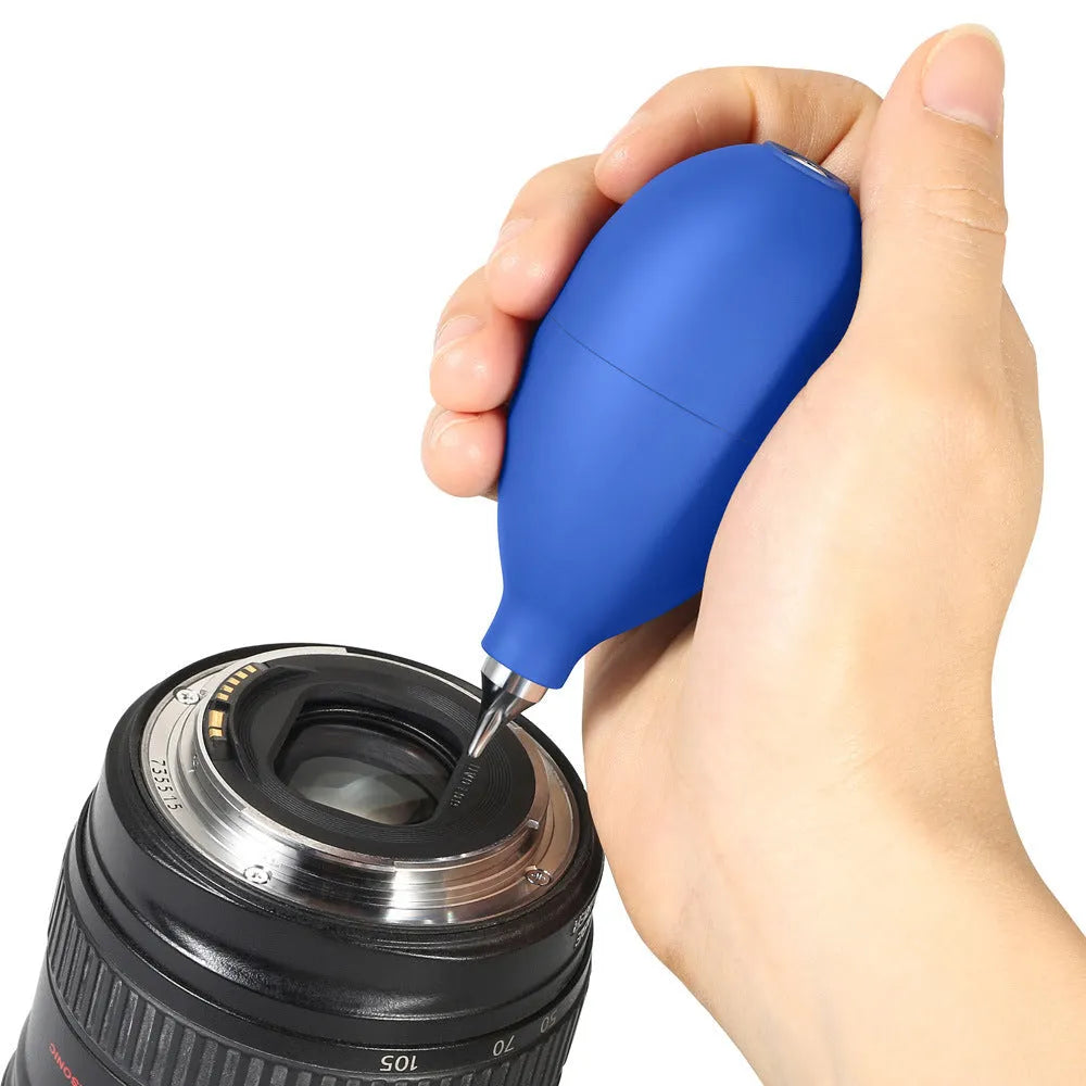 Blue rubber manual air blower cleaning tool for camera and phone dust removal