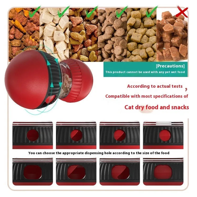 Plastic rotating cat toy ball with super ball colour and food dropping mechanism