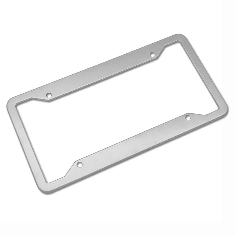 Aluminium alloy stainless steel licence plate frame in black, grey, silver, and steel finishes.