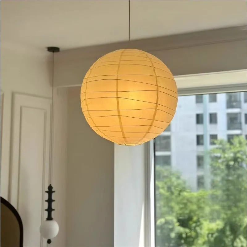 Japanese style rice paper chandelier in three sizes with three-colour warm lighting