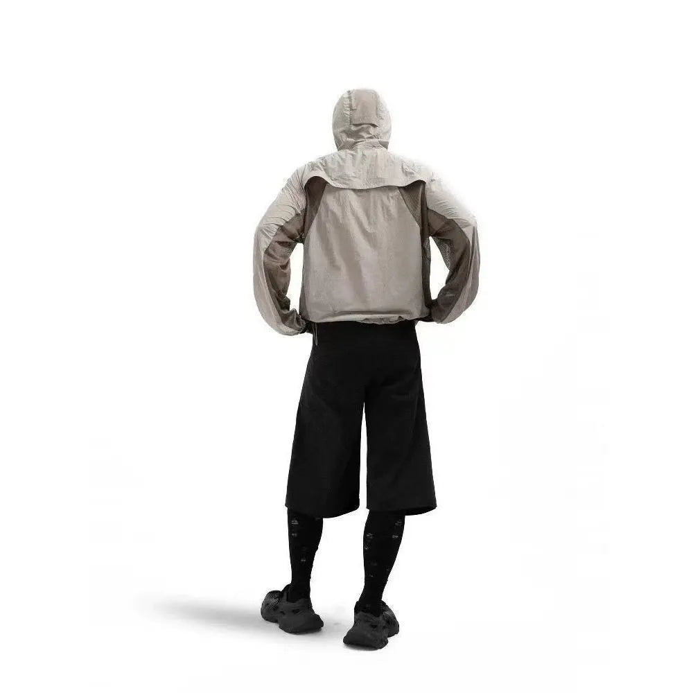 Mesh stitching sun protective clothing in desert brown, light grey, red or blue nylon fabric