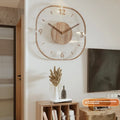 35cm square transparent wooden wall clock with modern design showing box frame and frameless options