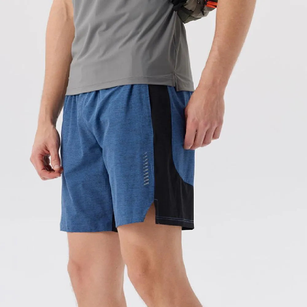 Men's forest green spandex casual shorts with mid-waist and five-point design