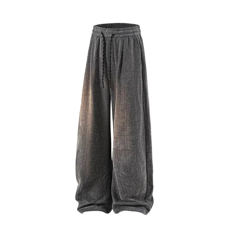 Plus-size hollow-out trousers with elastic waist and straight-leg design in three colour options
