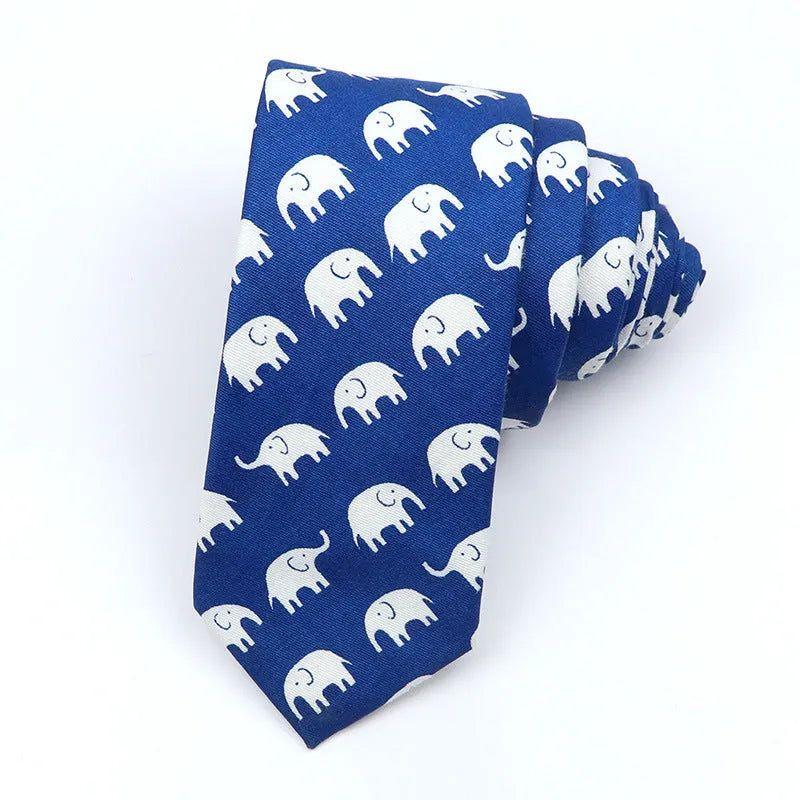 Narrow Korean style cotton bow tie with cartoon print pattern in various colour options