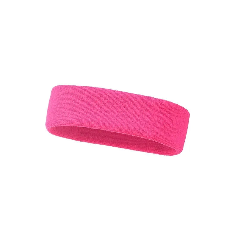 A widening sports sweat band in a solid colour, made from elastic polyester spandex material.