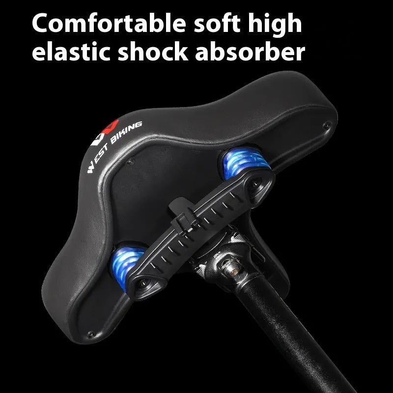 Black leather bicycle saddle cushion with polyurethane foam padding