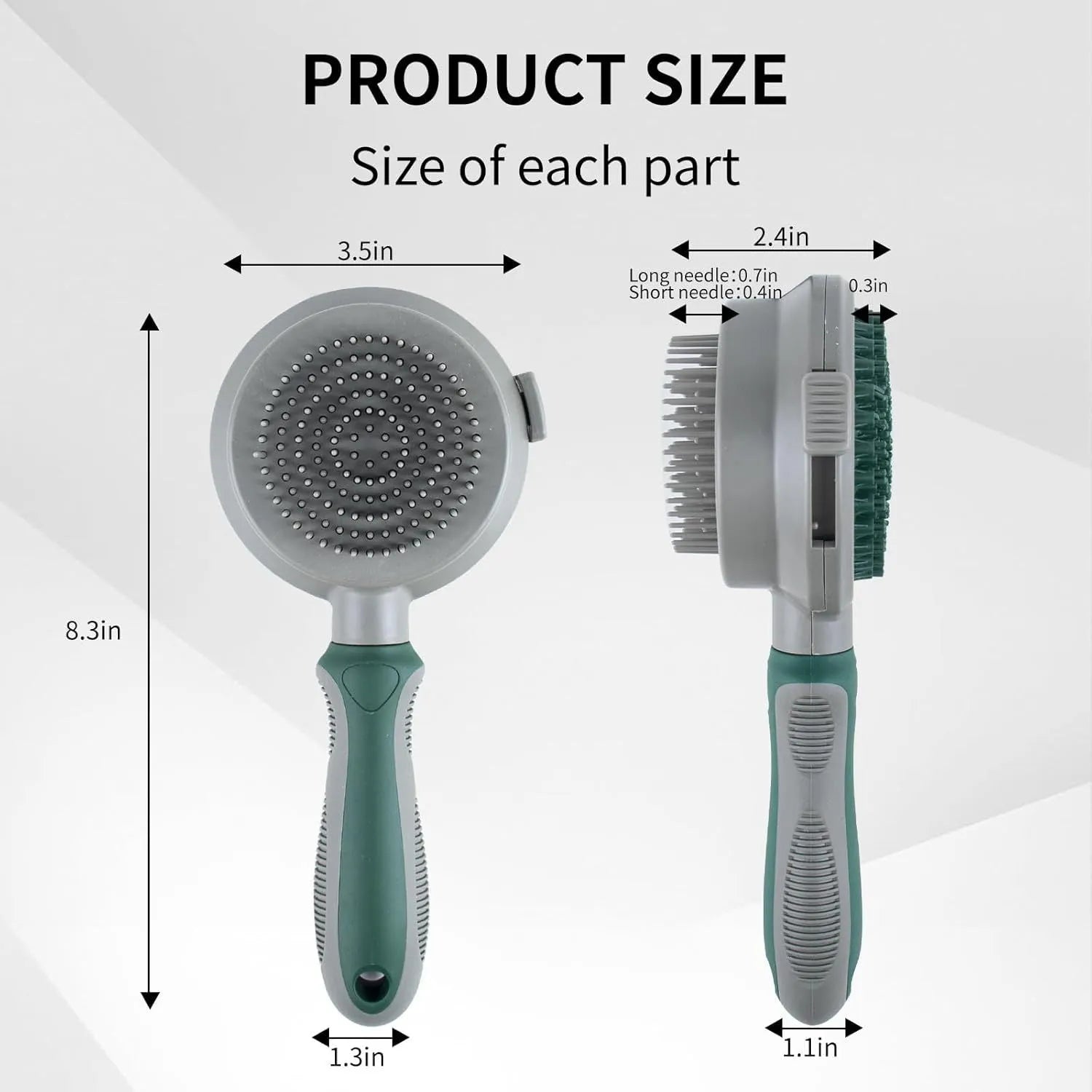 Green and pink 2in1 silicone pet brush showing slicker brush side and octopus-teeth massager side