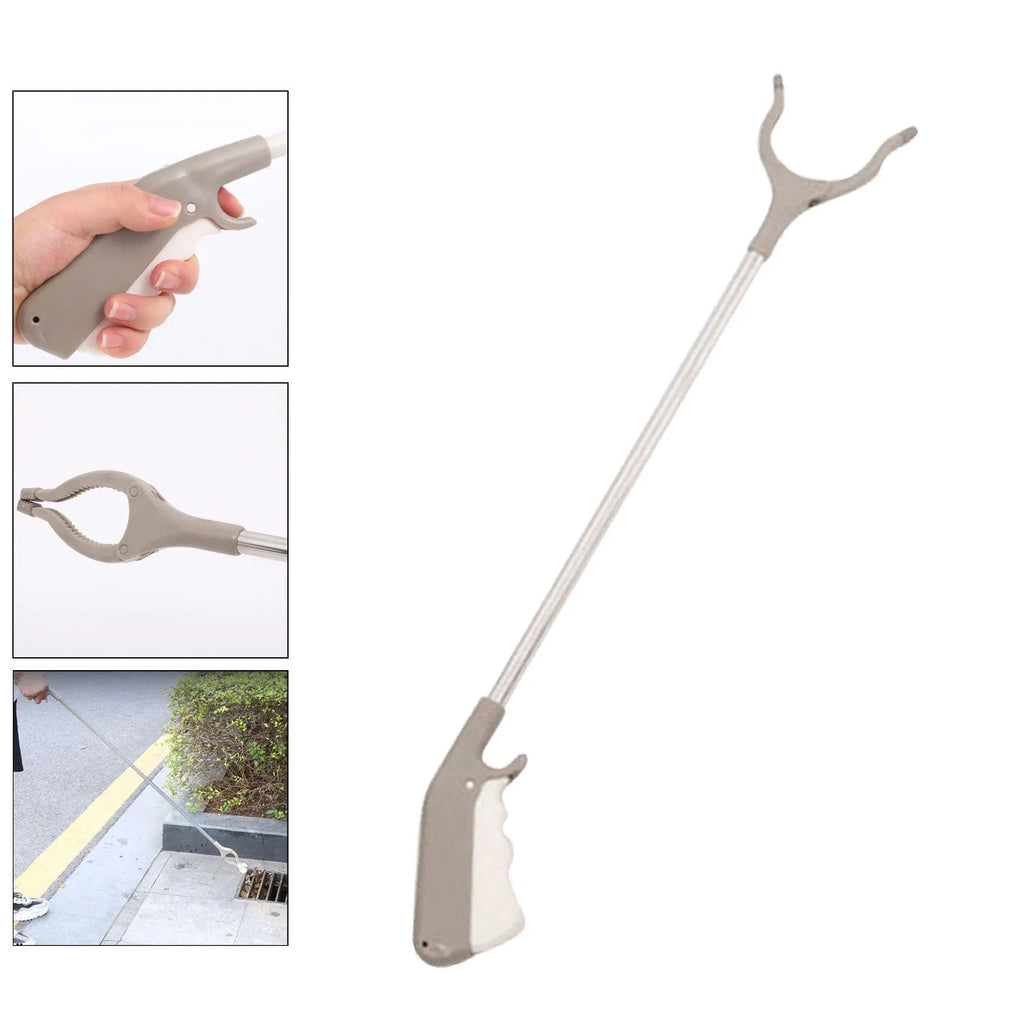 40cm stainless steel garbage picker pliers with extended handle and push-type operation