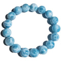 Blue natural crystal sea-pattern stone and Bodhi seed bracelet with pearl accents in Maillard style.