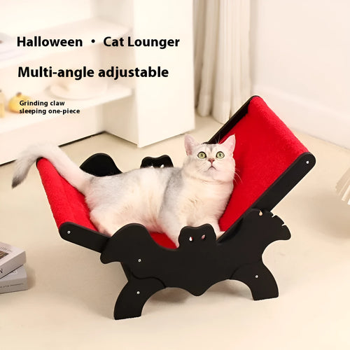 Black and red wooden cat recliner bed and cage MW-054 model for Halloween pet furniture