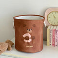 Foldable cotton cloth laundry basket in good night bear colour pattern showing large capacity design