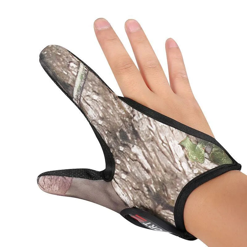 Two-finger fishing glove with microfiber palm and diving cloth backing