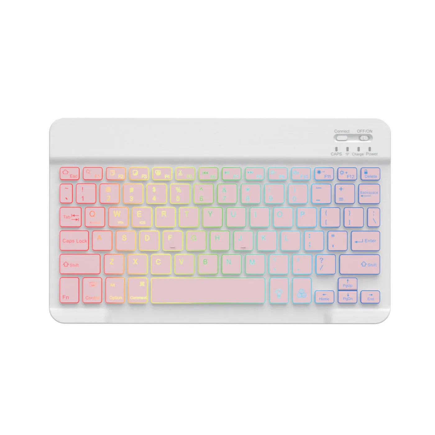 10-inch wireless Bluetooth keyboard with multi-colour LED backlighting for tablets and mobile phones