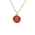 Copper bottle cap pendant necklace with 18K gold electroplating on 40cm chain