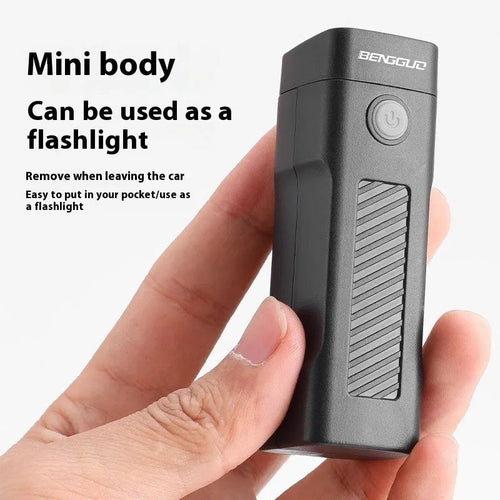 Black USB rechargeable bicycle headlight with quick-release strap mount