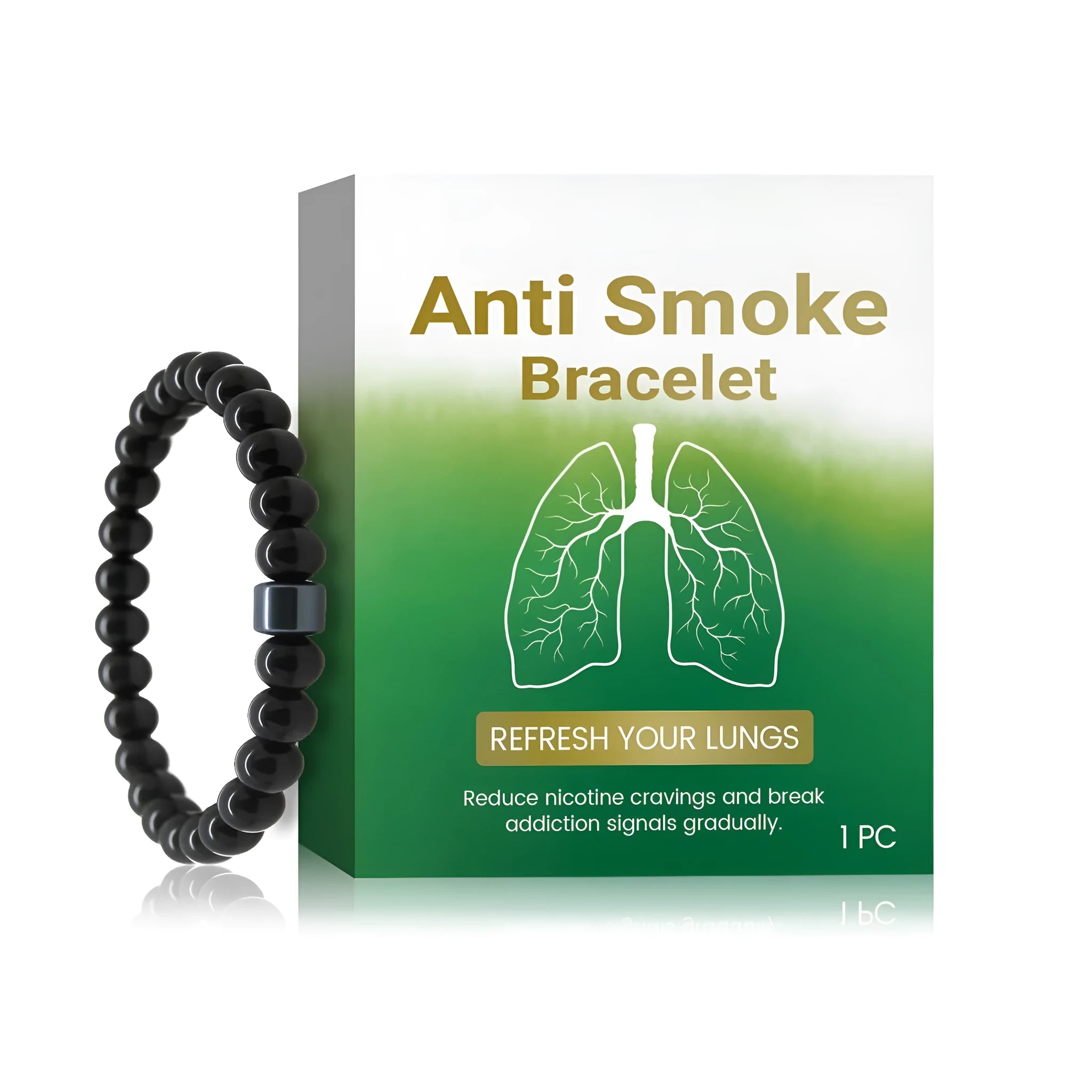 Men's smoke prevention bracelet made of glass beads and black gallstone gemstone.