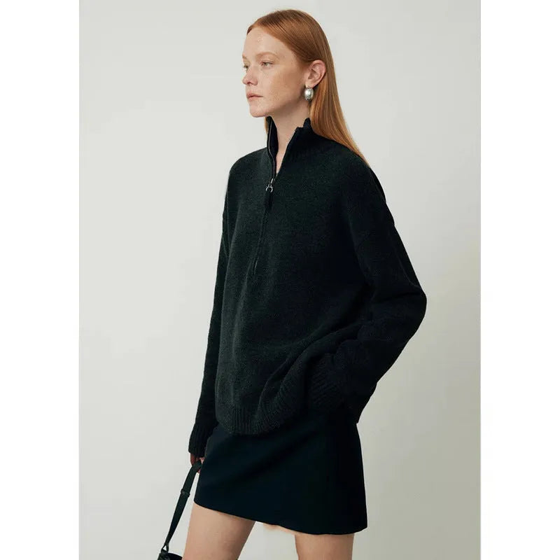 Loose lapels wool bandage dress in black or mountain rain grey for autumn and winter