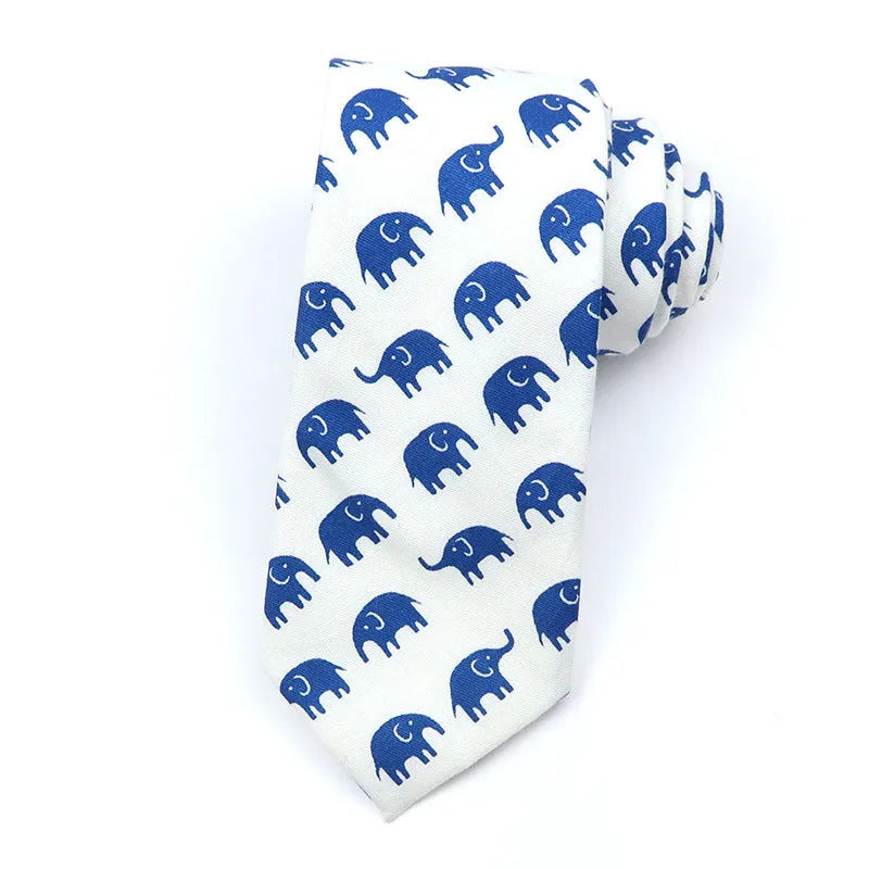 Narrow Korean style cotton bow tie with cartoon print pattern in various colour options
