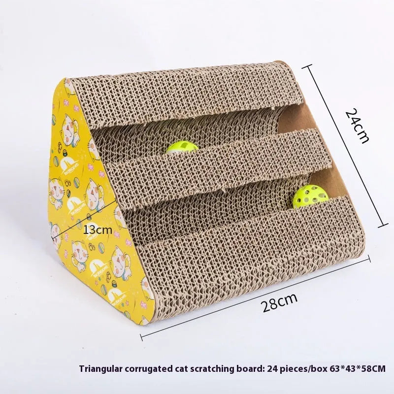 Corrugated paper cat scratch board in various style designs
