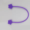 Silicone wire winder with magnet for organising cables in assorted colours on a white background.