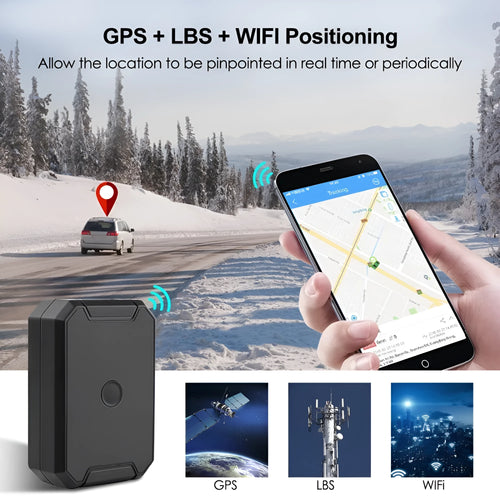 Black GPS car locator device with 6000mAh battery for long standby life.