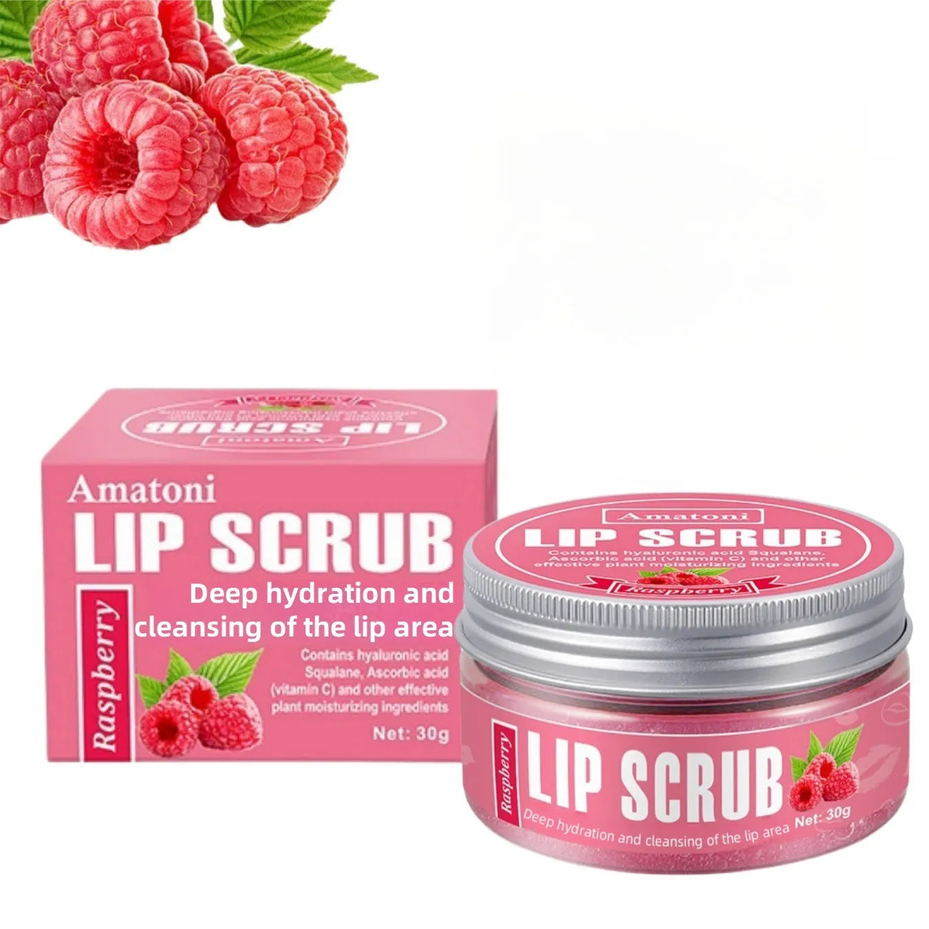 30g fruit flavour lip scrub cream in coconut, raspberry, vanilla, and watermelon options