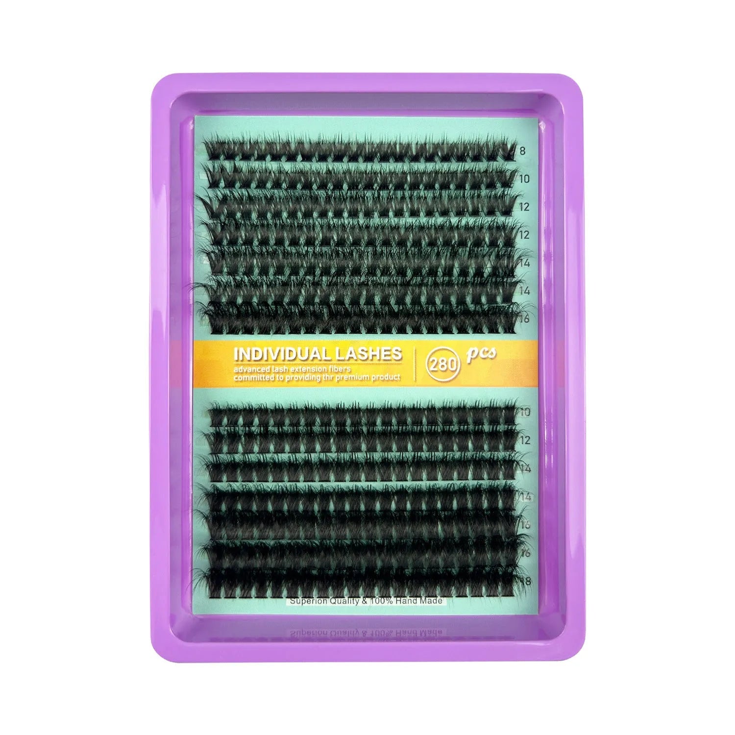 Large box of mixed messy false eyelashes showing storage dimensions and style variety.