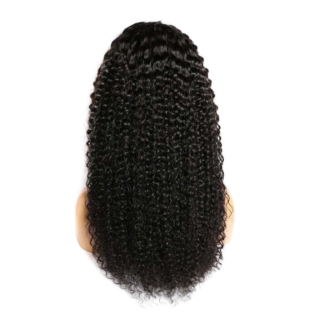 Curly human hair lace front wig with hand-woven construction in various lengths