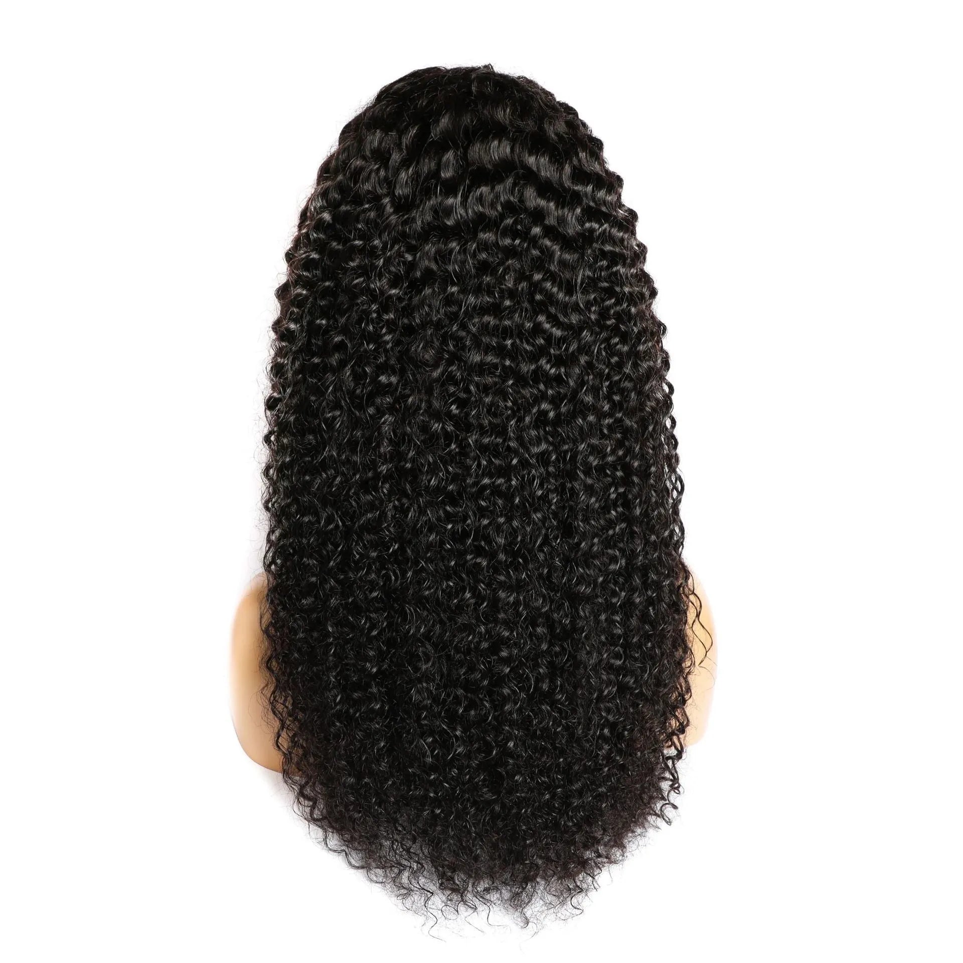 Curly human hair lace front wig with hand-woven construction in various lengths
