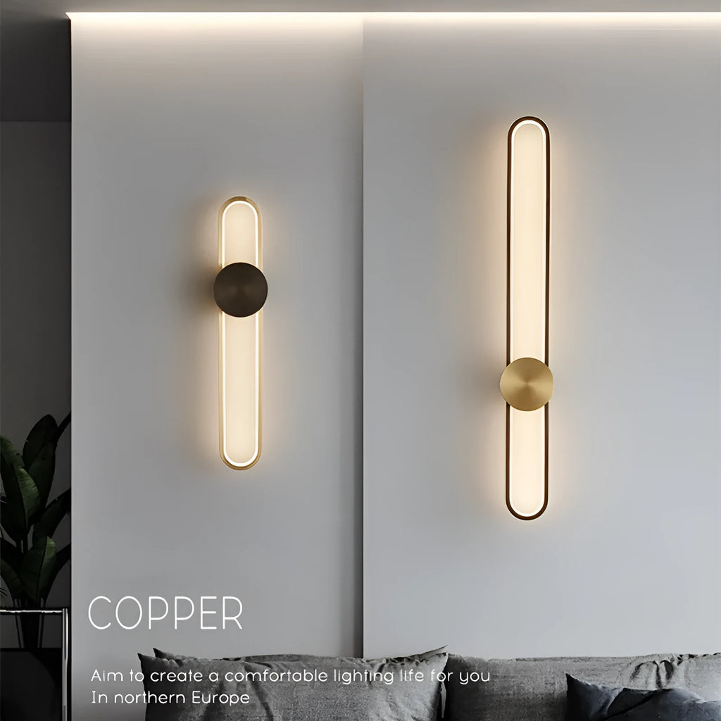 Modern minimalist circular wall lamp with iron shade and warm LED lighting