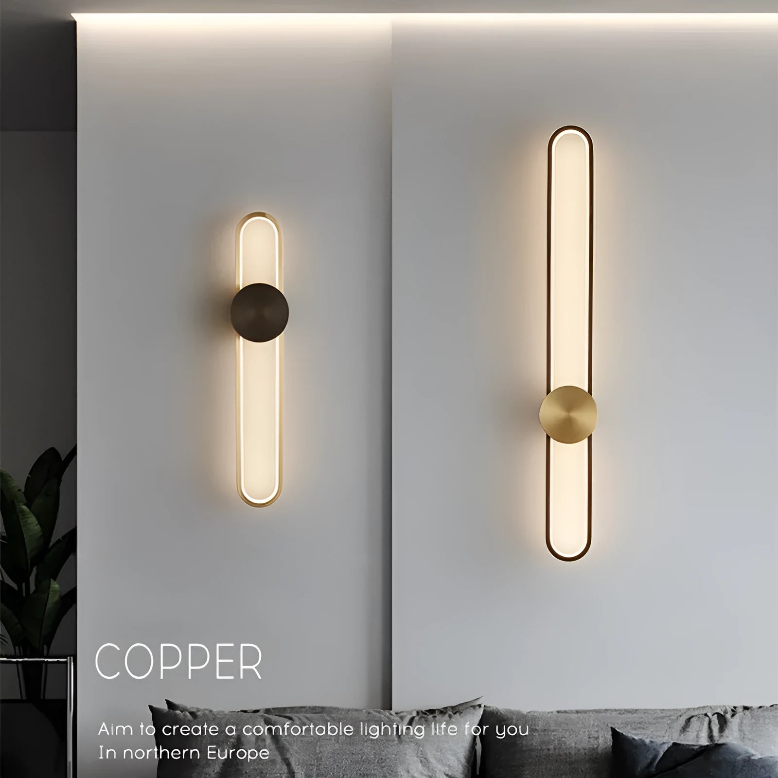 Modern minimalist circular wall lamp with iron shade and warm LED lighting