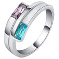 Silver copper ring with zircon stone inlay showing European American unisex design