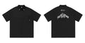 Men's loose fit cotton blend work shirt in black colour with half sleeves