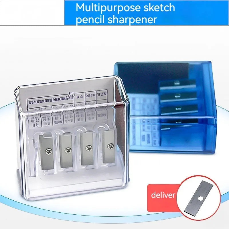Geometric plastic pencil sharpener with four holes for sketching art pencils