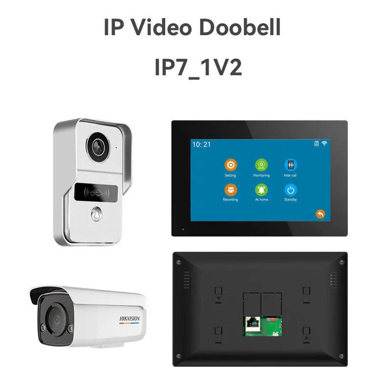 10-inch video intercom doorbell system with outdoor unit and 1080P HD camera for home security.