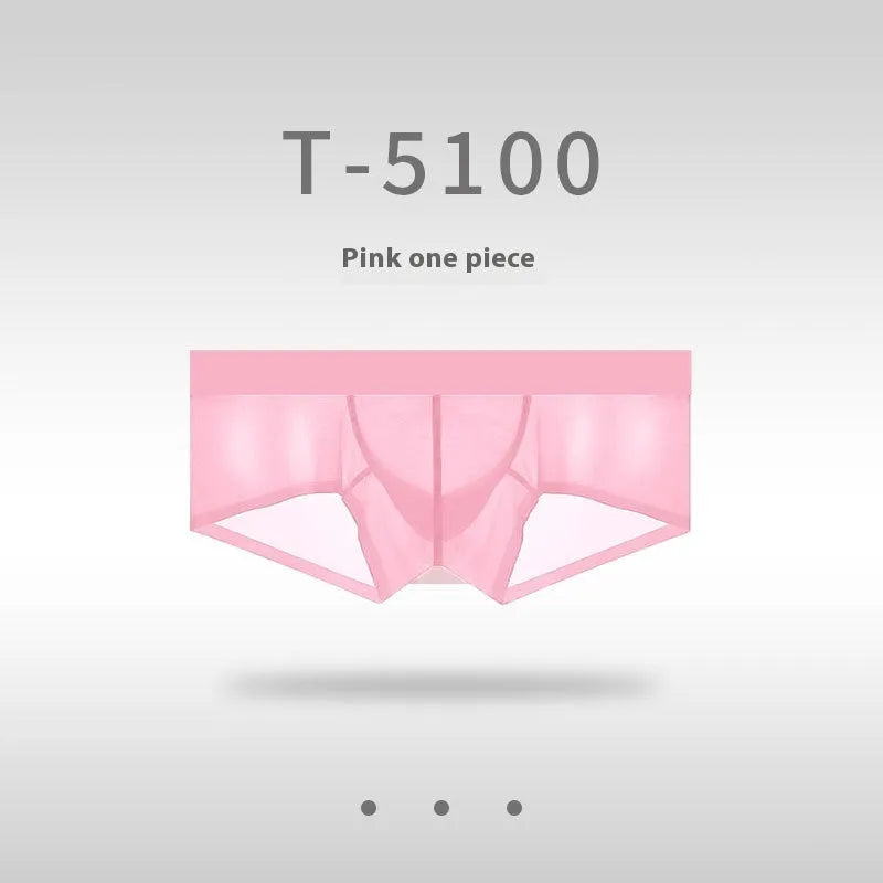Men's seamless ice silk underwear in low waist design showing colour options