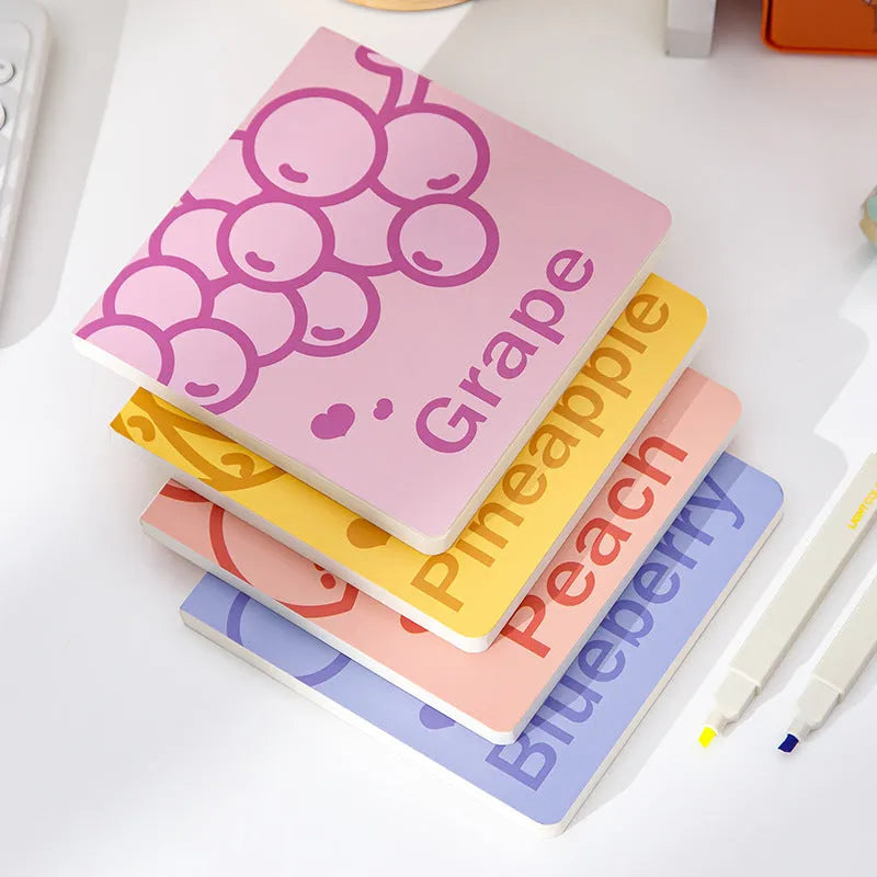 Square 14.5cm notebook with embossed fruit cover design and 80g thickened paper pages